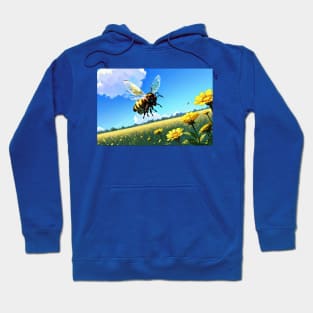 Anime Bee on a Sunflower Field Hoodie